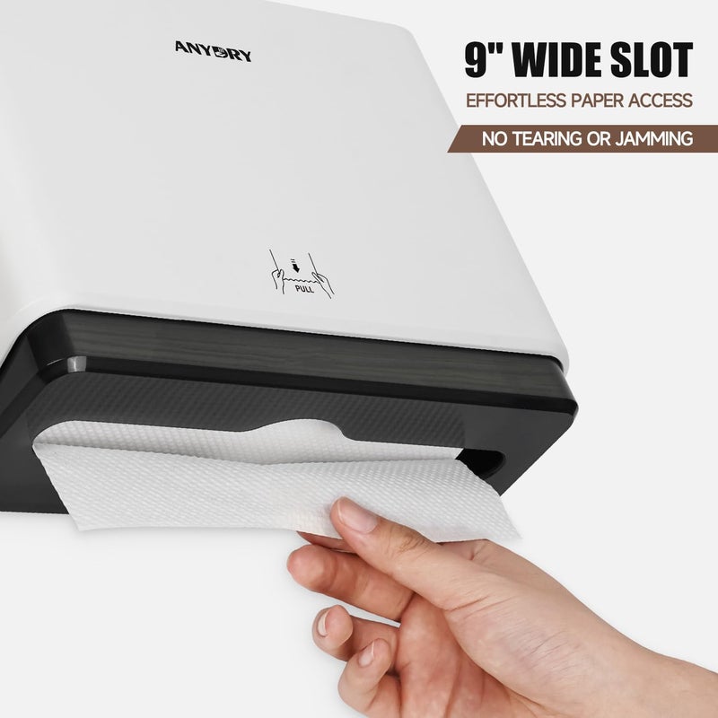 anydry 200-Sheet Wall-Mounted Paper Towel Dispenser, Fits Multi-Fold Towels up to 10x3.1 Inches, Perfect for Home & Business (White) - Image 3